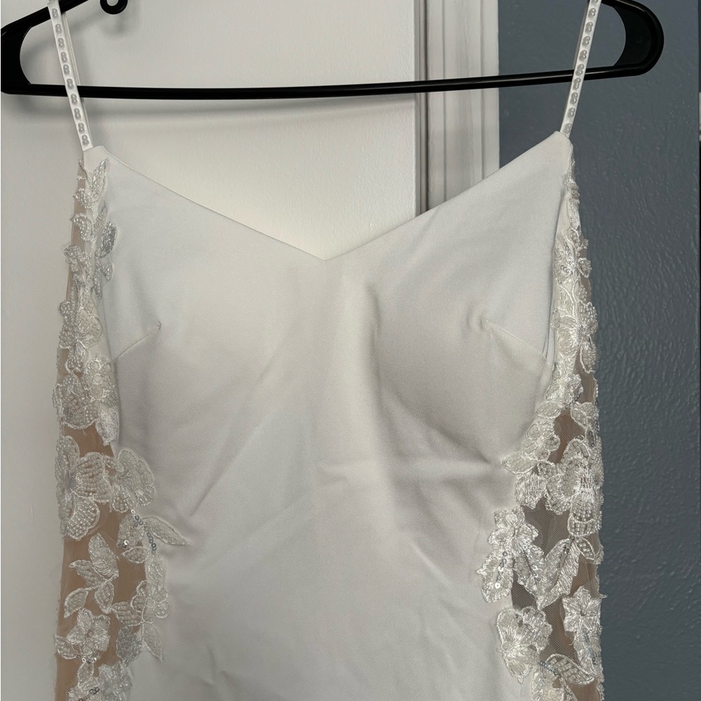 Elegant White Dress with Lace Accents